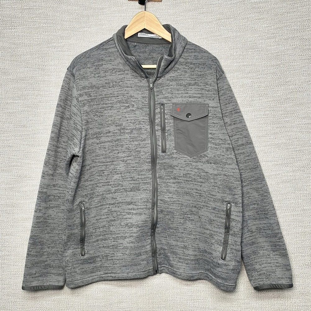 Criquet Sweater Fleece Jacket L Full Zip Charcoal Heather Gray